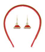 Girls Red Ethnic Hairband Set
