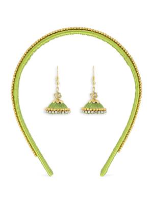 Girls Green Ethnic Hairband Set 1