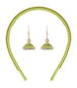 Girls Green Ethnic Hairband Set