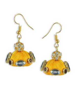 Girls Green Doomed Kundan Jhumka Earrings 2