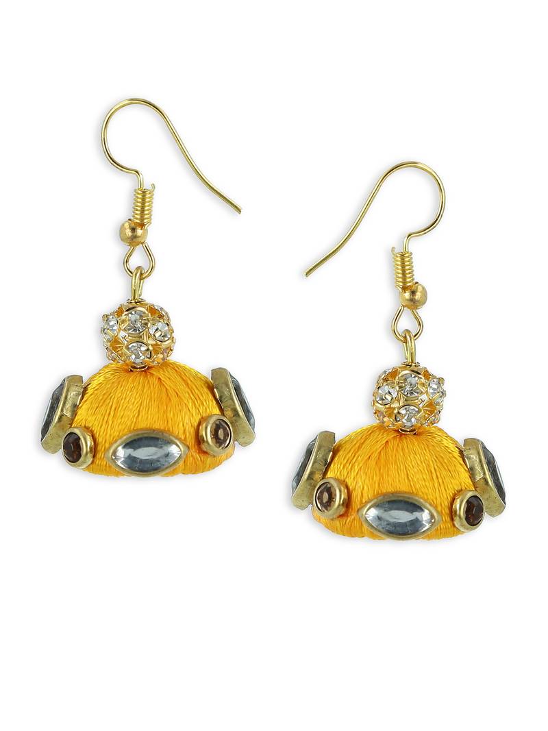 Girls Green Doomed Kundan Jhumka Earrings