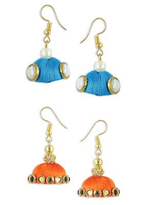 Girls Blue Doomed Kundan Jhumka Earrings 1
