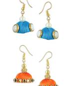 Girls Blue Doomed Kundan Jhumka Earrings