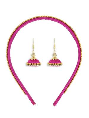 Girls Pink Ethnic Hairband Set 1