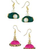 Girls Green Doomed Kundan Jhumka Earrings
