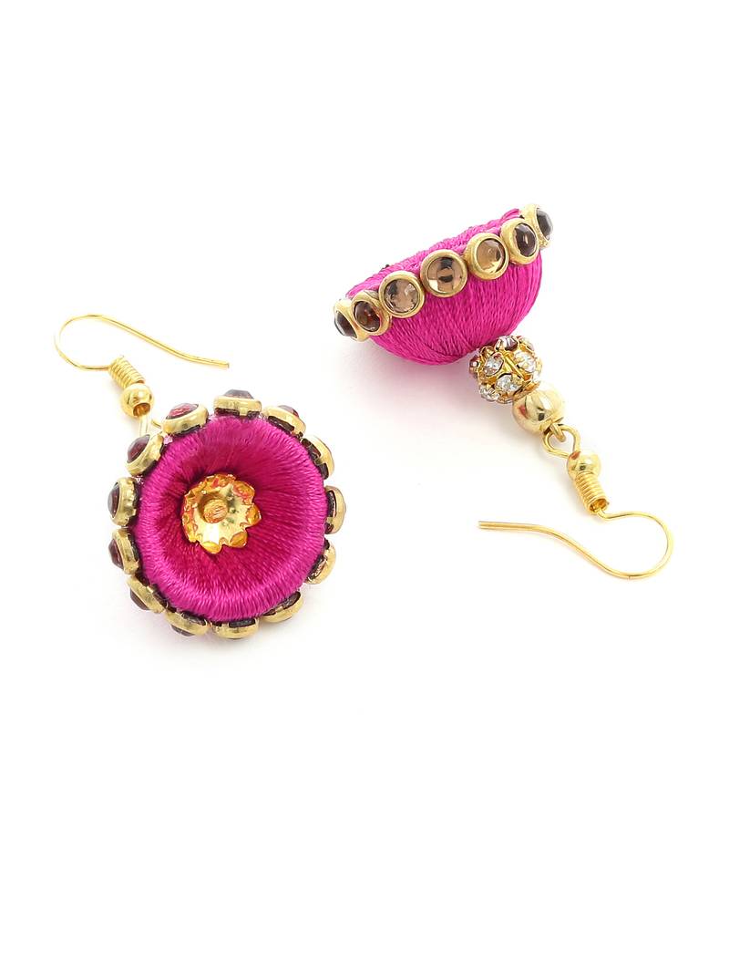 Girls Green Doomed Kundan Jhumka Earrings