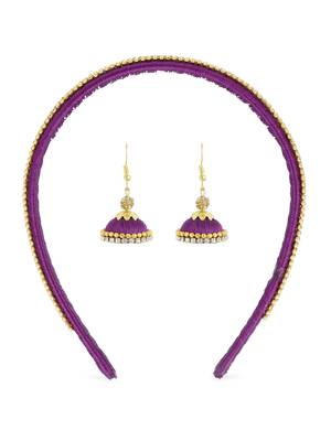 Girls Purple Ethnic Hairband Set 1