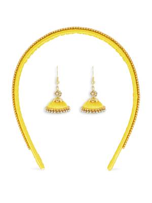 Girls Yellow Ethnic Hairband Set 1
