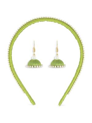 Girls Green Ethnic Hairband Set 1