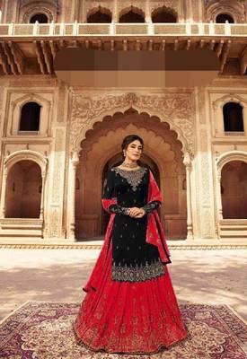 Red embroidered georgette salwar 1