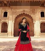 Red embroidered georgette salwar