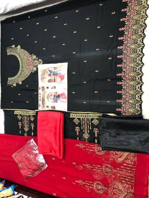 Red embroidered georgette salwar 2
