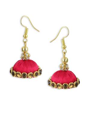 Girls Purple Doomed Kundan Jhumka Earrings 4