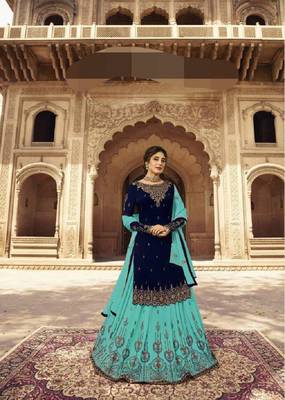 Sky-blue embroidered georgette salwar 1
