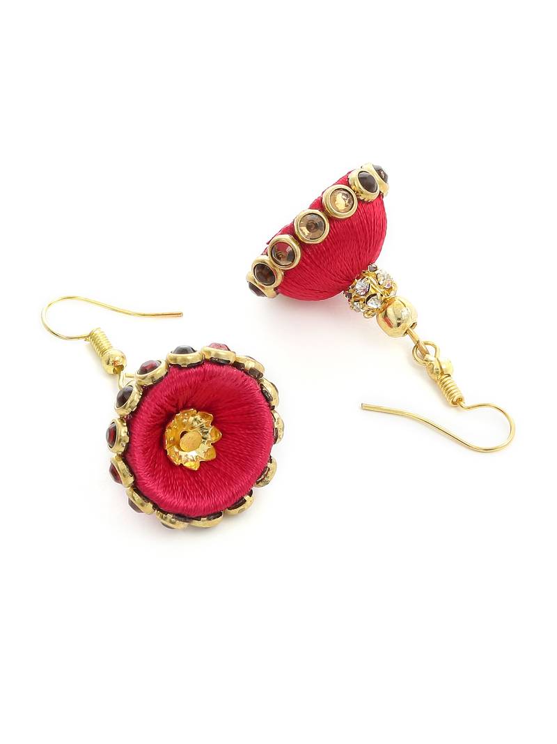 Girls Purple Doomed Kundan Jhumka Earrings