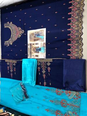 Sky-blue embroidered georgette salwar 2