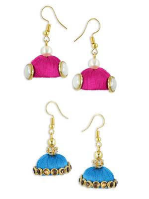 Girls Pink Doomed Kundan Jhumka Earrings 1