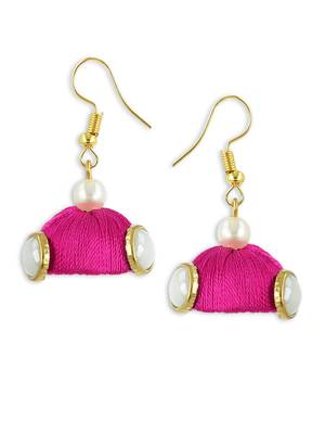 Girls Pink Doomed Kundan Jhumka Earrings 2