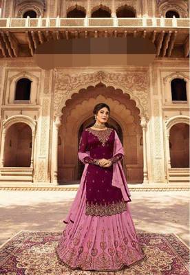 Pink embroidered georgette salwar 1