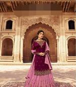 Pink embroidered georgette salwar