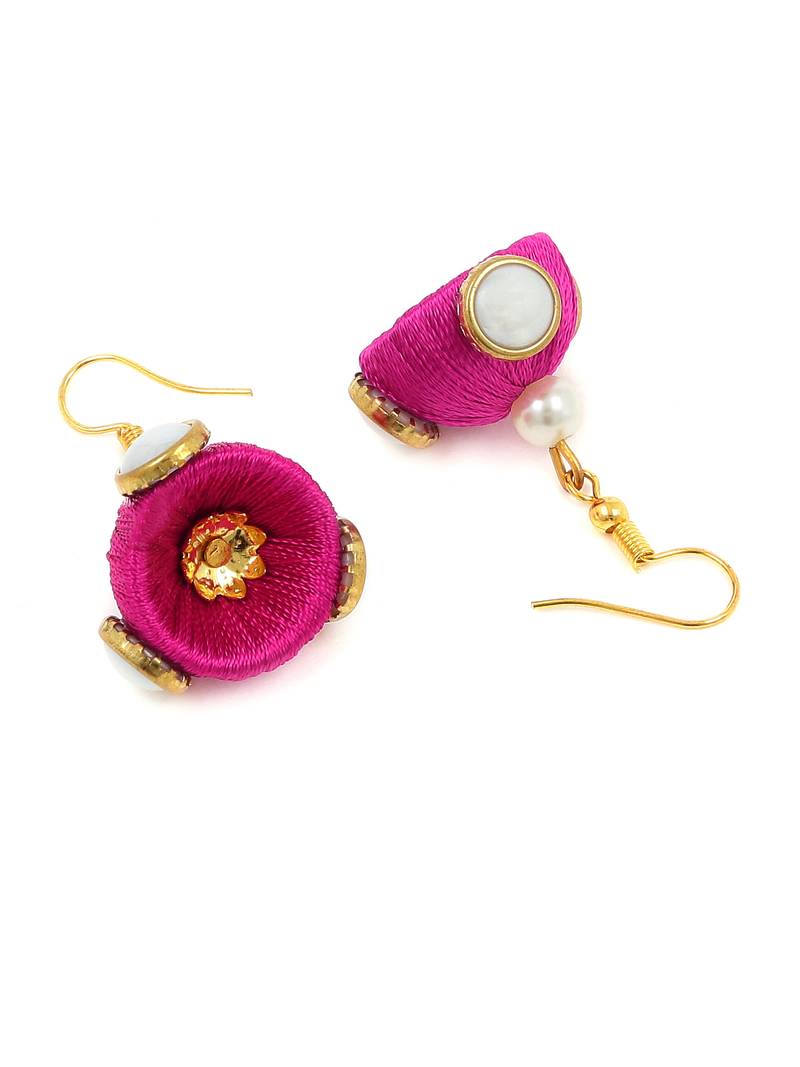 Girls Pink Doomed Kundan Jhumka Earrings