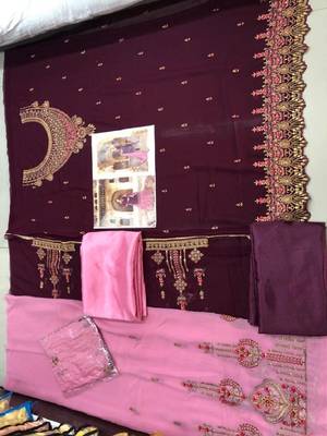 Pink embroidered georgette salwar 2