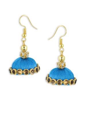 Girls Pink Doomed Kundan Jhumka Earrings 4