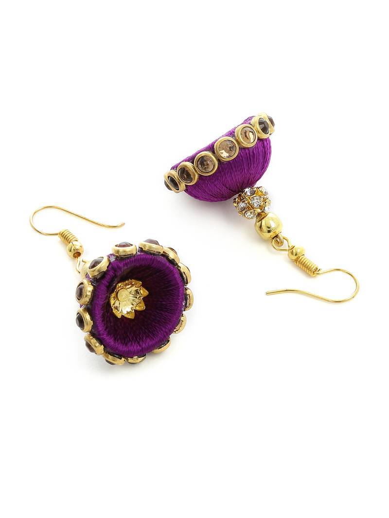 Girls Orange Doomed Kundan Jhumka Earrings