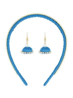 Girls Blue Ethnic Hairband Set 1