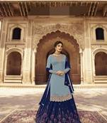 Blue embroidered georgette salwar