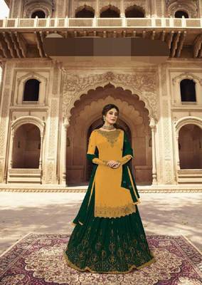 Green embroidered georgette salwar 1
