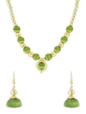 Girls Green Ethnic Necklace Set 1