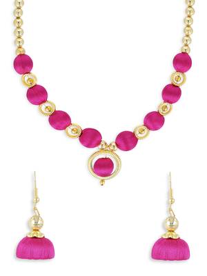 Girls Pink Ethnic Necklace Set 1