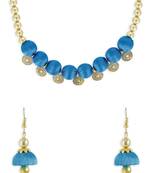 Girls Blue Ethnic Necklace Set