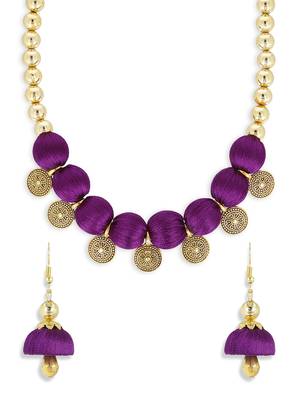 Girls Purple Ethnic Necklace Set 1