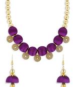 Girls Purple Ethnic Necklace Set