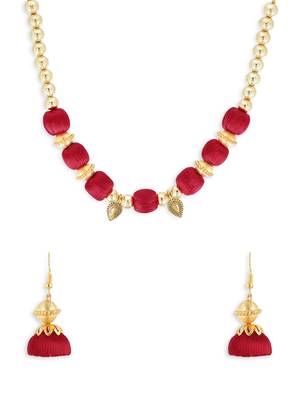 Girls Red Ethnic Necklace Set 1