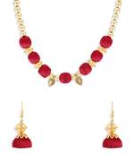 Girls Red Ethnic Necklace Set