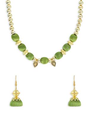 Girls Green Ethnic Necklace Set 1