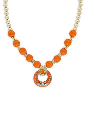 Girls Orange Ethnic Necklace 1