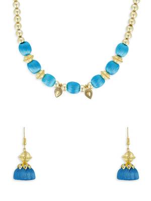 Girls Blue Ethnic Necklace Set 1