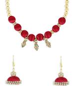 Girls Red Ethnic Necklace Set