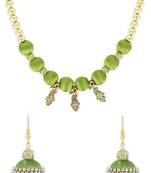 Girls Green Ethnic Necklace Set
