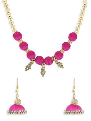 Girls Pink Ethnic Necklace Set 1