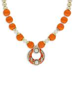 Girls Orange Ethnic Necklace