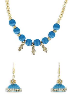 Girls Blue Ethnic Necklace Set 1