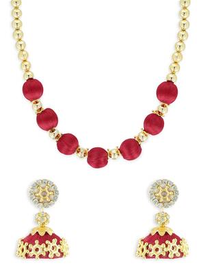 Girls Red Ethnic Necklace Set 1