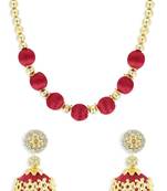 Girls Red Ethnic Necklace Set