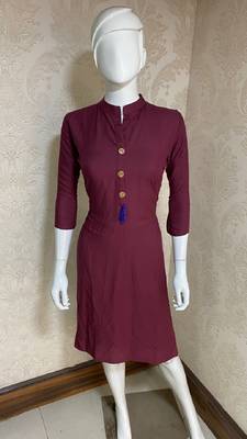 Wine plain rayon cotton-kurtis 2