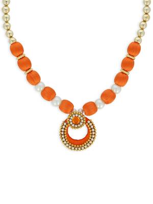 Girls Orange Ethnic Necklace 1